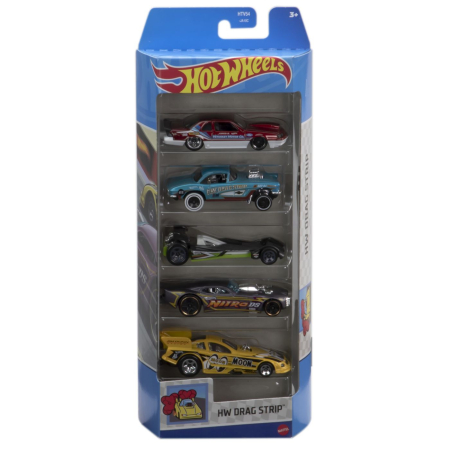 Mașinuțe, Motociclete, Elicoptere, Avioane - SET 5 MASINI HOT WHEELS CU DESIGN HW DRAG STRIP