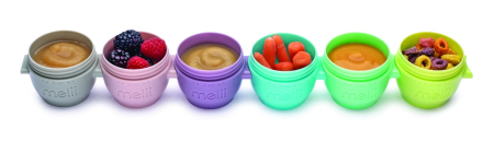 Accesorii hrănire bebe - SET 6 RECIPIENTE SILICON SNAP&GO, MELII, 59 ML