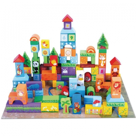 Set educativ 100 cuburi din lemn - Cute Animals [0]