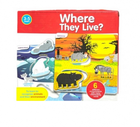 Puzzle - Set puzzle tip plansa - Unde traiesc animalele