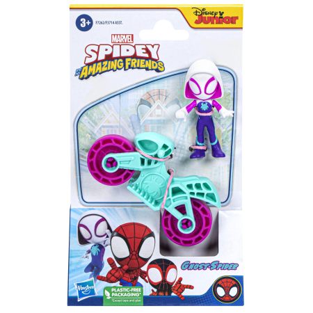 Figurine cu eroi și personaje - SPIDERMAN SET MOTOCICLETA SI FIGURINA GHOST SPIDER 6CM