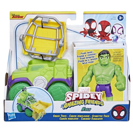 Figurine cu eroi și personaje - SPIDEY PRIETENII EXTRAORDINARI SET MASINUTA SI FIGURINA SI ACCESORIU HULK
