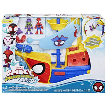 Jucării interactive - SPIDEY SI PRIETENII LUI UIMITORI MARVEL WATER WEBS NAVA PIRATILOR CU BULE