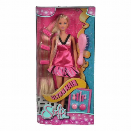 Păpuși și accesorii - STEFFI CU PAR LUNG SI ROCHITA ROZ INCHIS