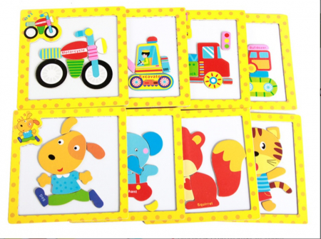 Jucării interactive - Tablita din lemn tip Puzzle magnetic