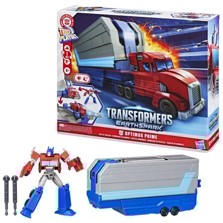 Figurine cu eroi și personaje - TRANSFORMERS EARTHSPARK CAMION CU REMORCA DE LUPTA OPTIMUS PRIME
