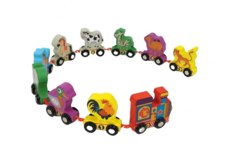 Trenulet din lemn cu animale si 10 vagoane [3]