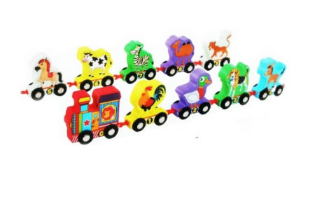 Trenulet din lemn cu animale si 10 vagoane [4]