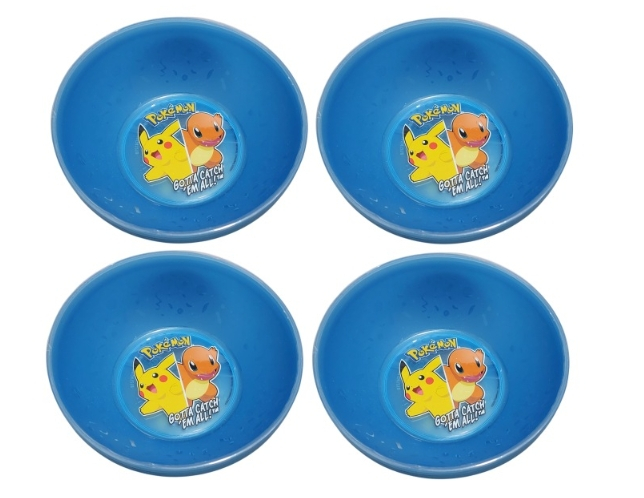 Set 4 boluri plastic albastre reutilizabile Pokemon pentru copii – boluri rezistente, colorate, ușor de curățat [1]