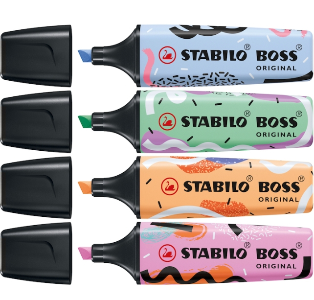 Set 4 Textmarkere Stabilo Boss Original by Ju Schnee – Ediție Limitată, Culori Pastelate și Design Artistic [2]