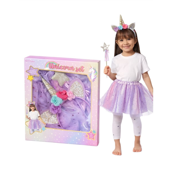 Set Costum Unicorn pentru Fete 4-6 Ani – Rochiță și Accesorii Fantasy [2]