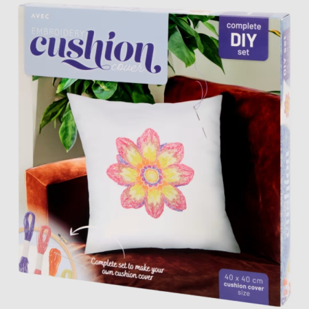 Hobby & DIY - Kit broderie față de pernă 40x40 cm – set DIY complet pentru cusut decorativ