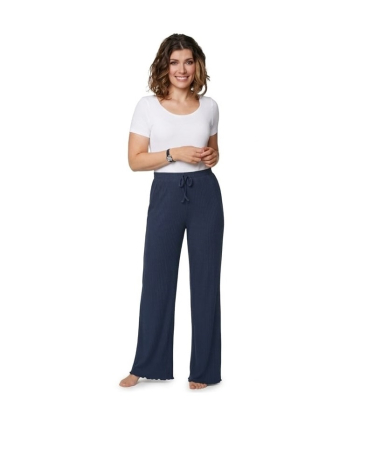 Modă & Accesorii - Pantaloni Pijama Damă Evazați, Culoare Albastră – Confort Premium și Stil Relaxat