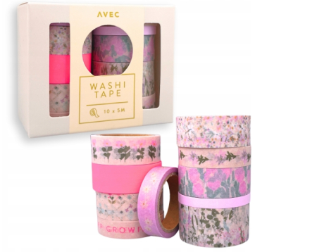 Hobby & DIY - Set 10 Benzi Decorative Washi Tape – Role Adezive Colorate pentru Scrapbooking, Jurnal și Decor DIY
