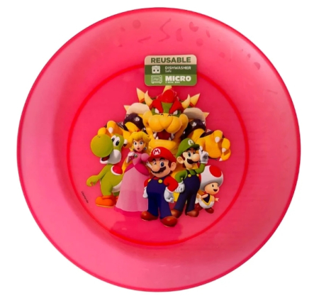 Articole pentru Petrecere  & Decoratiuni Party - Set 4 farfurii plastic reutilizabile Super Mario pentru copii – farfurii rezistente, ușor de curățat