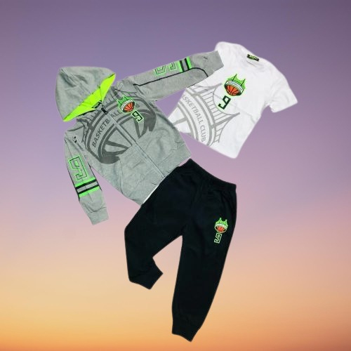 Compleu baieti bumbac - 3 piese - gri [1]