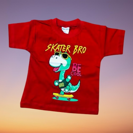 Imbrăcăminte copii - Tricou baieti bumbac - Dino - rosu