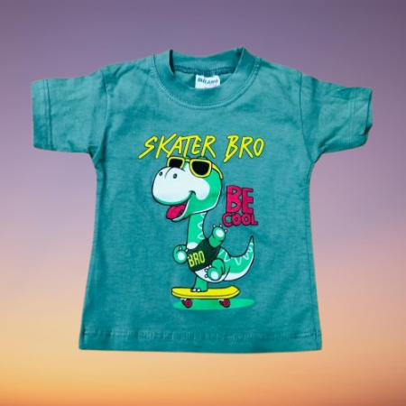 Imbrăcăminte copii - Tricou baieti bumbac - Dino - turcoaz