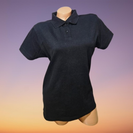 Imbrăcăminte damă - Tricou polo pentru dama, din bumbac si spandex - Black