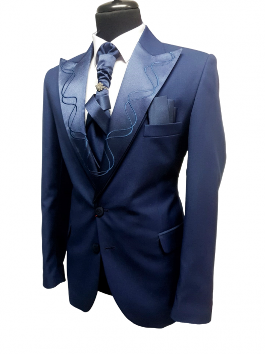 Costum de ceremonie - Albastru - Rever Ascutit [2]