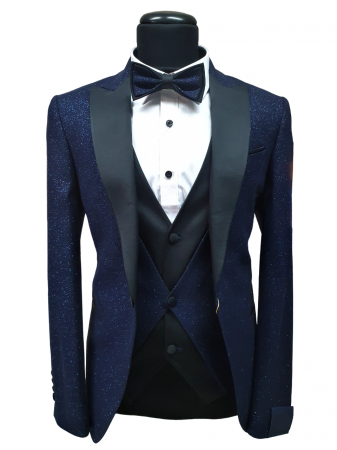 Barbati - Costum de ceremonie - Albastru cu sclipici