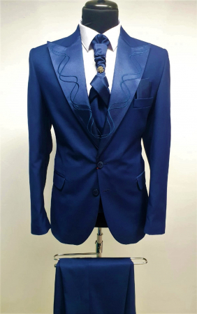 Costum de ceremonie - Albastru - Rever Ascutit [3]