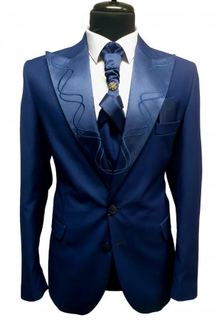 Costum de ceremonie - Albastru - Rever Ascutit [0]