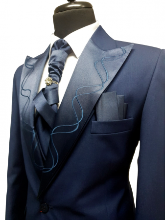 Costum de ceremonie - Albastru - Rever Ascutit [2]