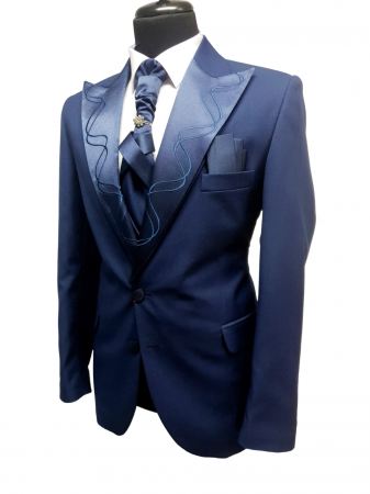 Costum de ceremonie - Albastru - Rever Ascutit [1]