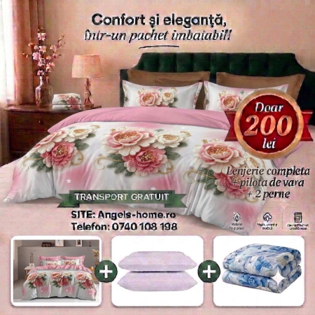 OFERTA VERII - Lenjerie + pilota de vara + perne
