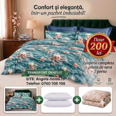 OFERTA VERII - Lenjerie + pilota de vara + perne