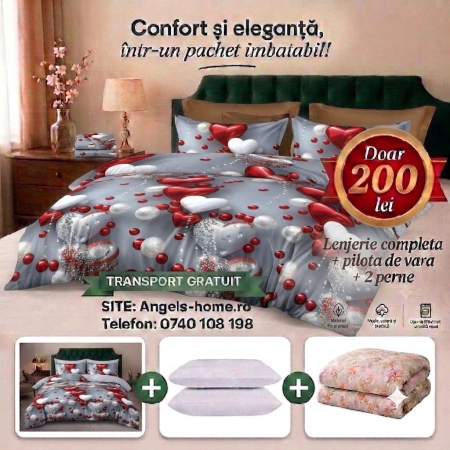 OFERTA VERII - Lenjerie + pilota de vara + perne