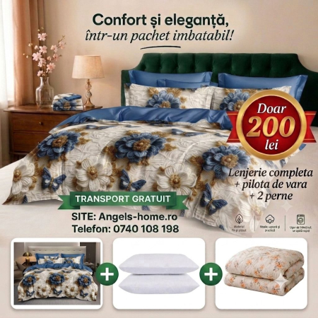 OFERTA VERII - Lenjerie + pilota de vara + perne