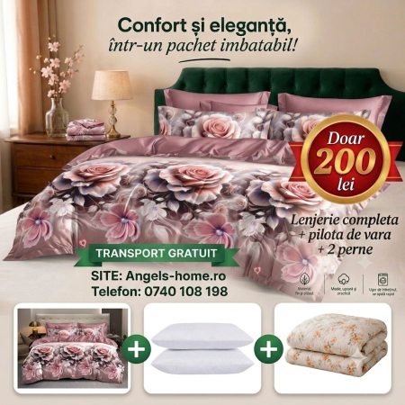 OFERTA VERII - Lenjerie + pilota de vara + perne