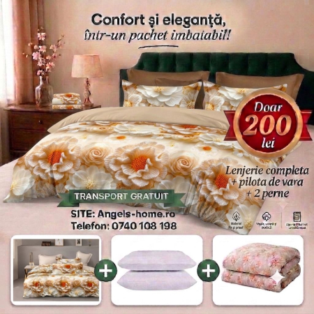 OFERTA VERII - Lenjerie + pilota de vara + perne