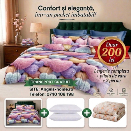OFERTA VERII - Lenjerie + pilota de vara + perne
