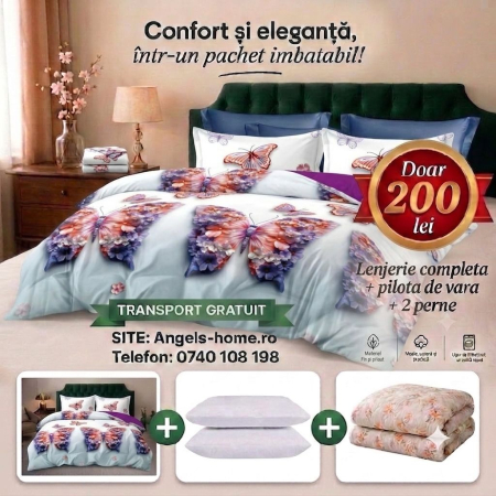 OFERTA VERII - Lenjerie + pilota de vara + perne
