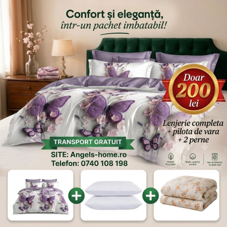 OFERTA VERII - Lenjerie + pilota de vara + perne