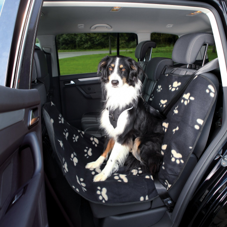 Accesorii Auto & Bicicleta - Patura Protectie Auto Fleece 0.65x1.45 m Negru cu Labute 13235