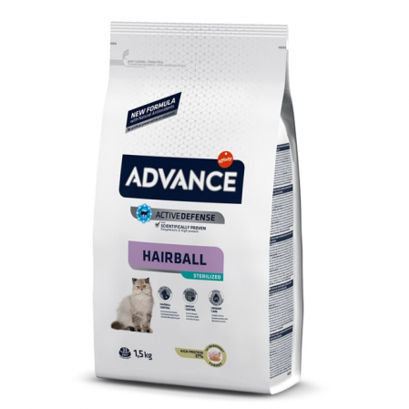 Hrana uscata pentru pisici - Advance Cat Hairball 1,5 kg, hrana uscata pisici, impotriva formarii bilelor de par in stomac, cu curcan si orez
