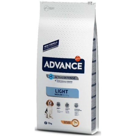 Hrana uscata pentru caini - Advance Dog Medium light, cu pui si orez, 12 kg, pentru caini de talie medie, supraponderali