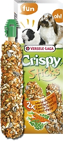 Hrana pentru rozatoare - Batoane iepuri, sinsile si porcusori de Guineea Crispy Sticks cu morcovi, Versele Laga, 2 buc 110 gr