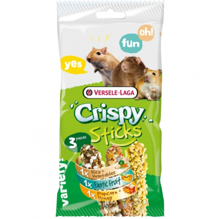 Hrana pentru rozatoare - Batoane rozatoare mici Crispy Sticks 3 arome, Versele Laga, 160 gr