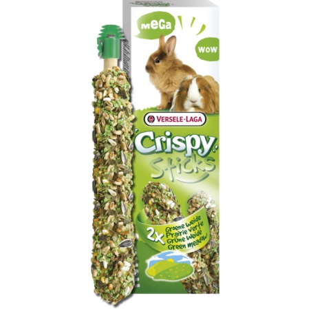 Hrana pentru rozatoare - Baton iepuri porcusori de Guineea, sinsile, Crispy Sticks Mega, papadie si legume cu frunze verzi, Versele Laga,  2 buc 140 gr