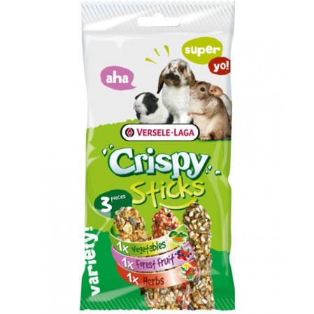 Furaje iepuri - Crispy Sticks 3 arome 165 gr, batoane iepuri, sinsila, porcusori de Guineea, Versele Laga