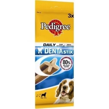 Caini - Dentastix  Pedigree set de 3 buc/77 gr, recompensa caini talie medie, igiena dentara