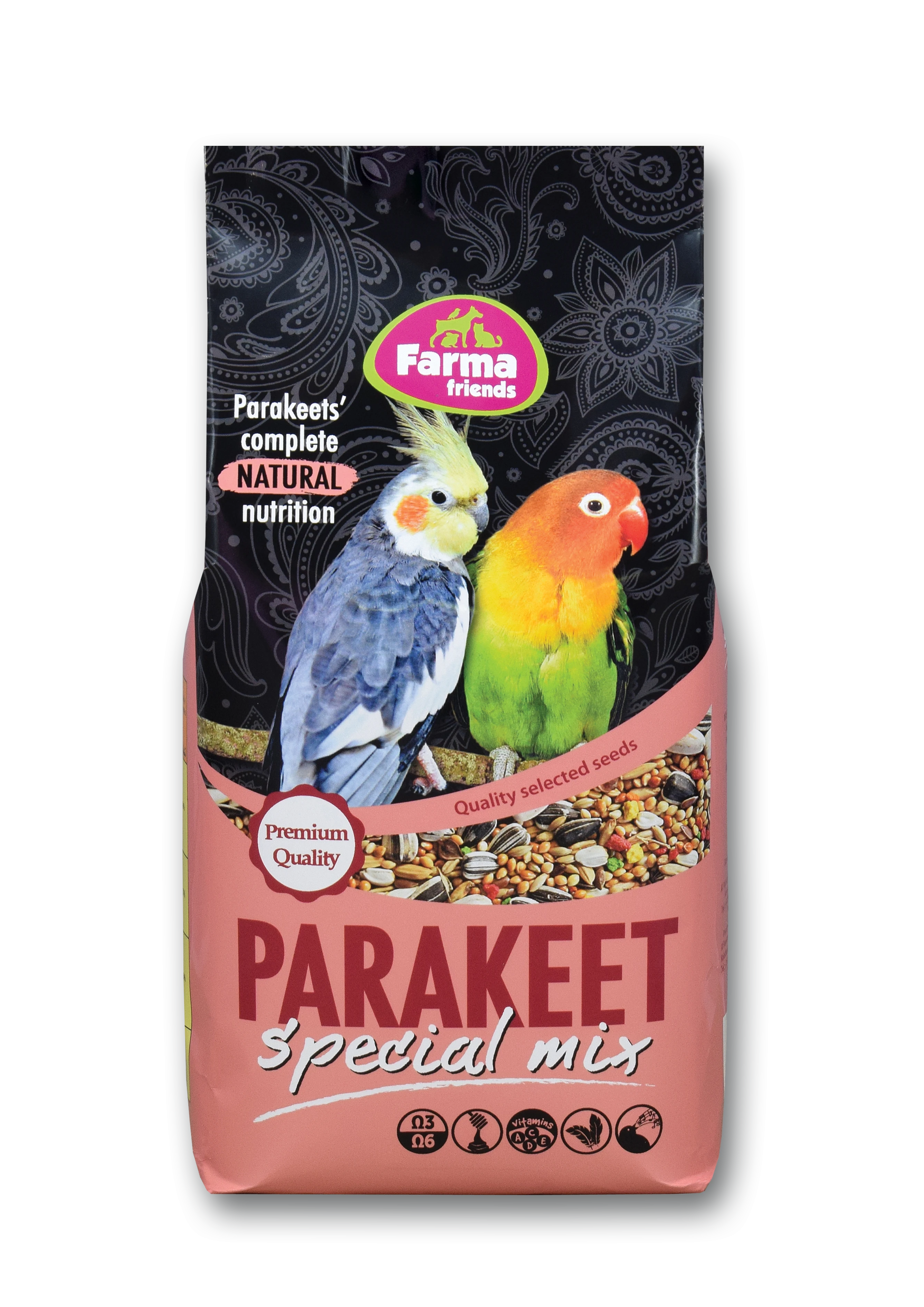 Hrana pentru pasari exotice - Hrana Perusi Mari, Farma Parekeet Mix, Nimfe, 20 kg