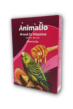 Pasari exotice - Hrana cu vitamine pentru perusi cu miere si ou, Animalio, 400 g