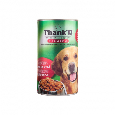 Hrana umeda pentru caini - Hrana umeda caini, conserva cu vita, Thank 'q Premium, 1240 gr - 12 buc/set