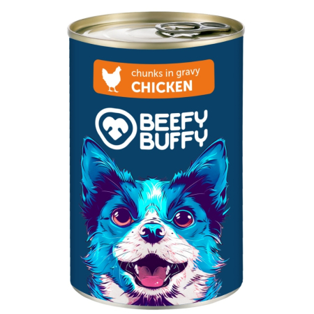 Caini - Hrana umeda caini, cu pui, conserva Beefy Buffy, 1240g